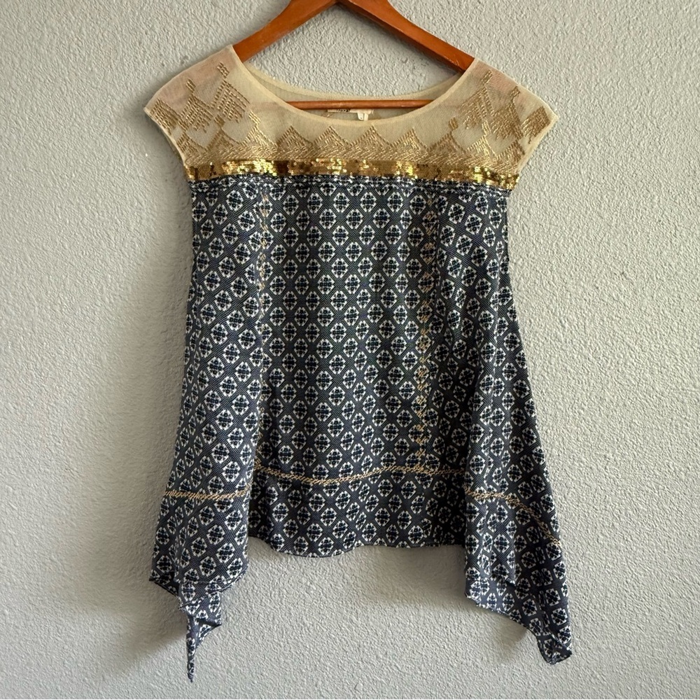 Anthropologie Floreat Gold Stream‎ Blouse EUC Size XS - Picture 4 of 8